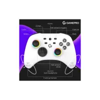 Геймпад GamePro GPX13W 2.4G/BT 5.1/USB/PC/iOS/Android RGB White (GPX13W) - 12