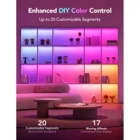 Світлодіодна стрічка Govee H100E LED Compatible extension of H61E1, 1.0m, RGBIC , WI-FI/Bluetooth, white (H100E0D1) - 2