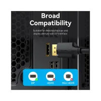 Кабель мультимедійний DisplayPort M to DisplayPort M 1.0m 4K black Vention (HAKBF) - Зображення 7