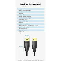 Кабель мультимедійний DisplayPort M to DisplayPort M 2.0m black Vention (HCCBH) - Зображення 9