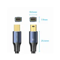 Кабель мультимедійний miniDisplayPort M to Mini DisplayPort M 2.0m V1.4 8K60Hz blue VENTION (HCGLH) - 9