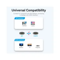 Кабель мультимедійний DisplayPort M to HDMI M 1.8m 4K black Vention (HFOBAC) - Зображення 5