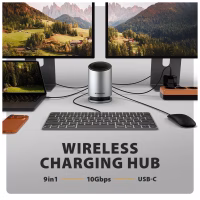 Концентратор AXAGON USB-C 9-in-1 wireless 15W PD100W 0.6m (HMC-WL9) - Image 7