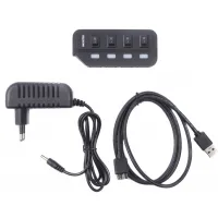 Концентратор Maxxter 4 x USB 2.0 Type-A 1m cable + 5V1A adapter (HU2A-4P-AC-02) - 4