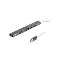 Концентратор Maxxter USB-C to 1xUSB 3.0 + 2xUSB 2.0 + 1xUSB-C PD100W + 1xUSB-C (HU3C-4P1PD-01) - 1