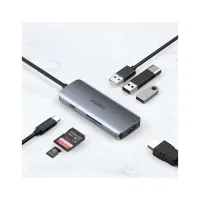 Концентратор Choetech USB-C 7-in-1 3хUSB 3.0+USB-C PD100W+HDMI 4K 30HZ+SD/TF USB3.1 (HUB-M19-GY) - 4