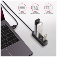 Концентратор AXAGON USB 3.1 to 4xUSB 3.0 1.2m black (HUE-M1AL) - Image 3