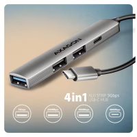 Концентратор AXAGON USB-C to 1xUSB-A 5Gbps + 2xUSB-A 480Mbps + 1xUSB-C 480Mbps 0.12m aluminum (HUE-STC) - Image 3
