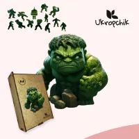 Пазл Ukropchik дерев'яний Супергерой Халк size - M в коробці з набором-рамкою (Hulk Superhero A4) - 5