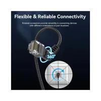 Патч-корд 1.5м, UTP cat 6a RJ-45 90° corner black Vention (IBOBG) - Изображение 2