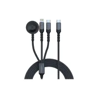 Дата кабель USB-C to Lightning 27W + USB-C 60W + Apple Watch 2.5W 1.5m icharge trio black Promate (icharge-trio.black) - 1