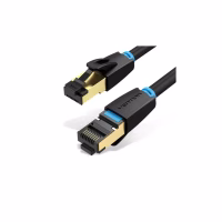 Патч-корд 0.5м, S/FTP cat 8 RJ-45 black Vention (IKABD) - Image 1