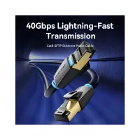 Патч-корд 3м, S/FTP cat 8 RJ-45 black Vention (IKABI) - Зображення 2