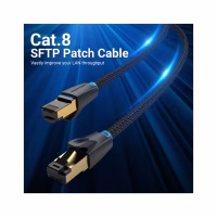 Патч-корд 0.5м, S/FTP cat 8 RJ-45 COPPER black Vention (IKGBD) - Image 2