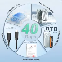 Кишеня зовнішня Maiwo M.2 SSD NVMe 2280 ч-з USB4.0 Type-C 40Gbps (K1695) - 8