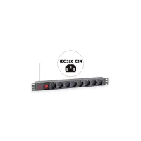 Силовий блок 19" 1U 8xSchuko, вимикач, С14 Kingda (KD-PDU-GM-1U-P8-C14) - 2