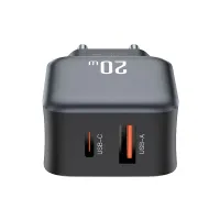 Зарядний пристрій XO L154 USB-C PD20W + USB-A QC3.0 Black (L154.black) - Зображення 2