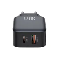 Зарядний пристрій XO L156 USB-C PD30W + USB-A QC3.0 Black (L156.black) - 3