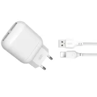 Зарядний пристрій XO 2xUSB 2.4A + cable USB to Lightning white (L78-L-WH) - 1