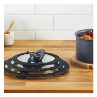 Кришка для посуду Tefal Ingenio, набір 3 шт, скло, пластик, чорний (L9849053) - Зображення 3