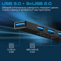 Концентратор Promate USB Hub 4 ports litehub-4.black (litehub-4.black) - 6