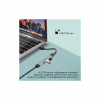 Концентратор Promate USB-C 4-in-1 порти Promate litehub-4.grey (litehub-4.grey) - Image 2