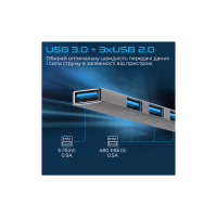 Концентратор Promate USB-C 4-in-1 порти Promate litehub-4.grey (litehub-4.grey) - Image 3