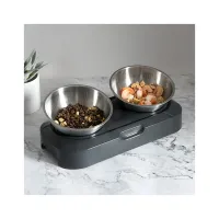 Посуд для котів Lapka Годівниця подвійна з металевими мисками (LPK-27) - 8