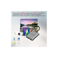 Переходник USB-C to 2xHDMI 4K Promate (medialink-h2.grey) - Изображение 5