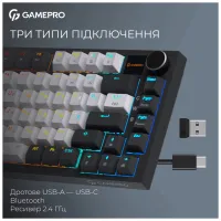 Клавіатура GamePro Asgard Valhalla Pro MK160B-D-Pro Rainy Switch Wireless/Bluetooth/USB UA Black (MK160B-D-Pro) - 2