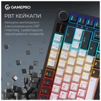 Клавіатура GamePro Asgard Valhalla Pro MK160B-D-Pro Rainy Switch Wireless/Bluetooth/USB UA Black (MK160B-D-Pro) - 6