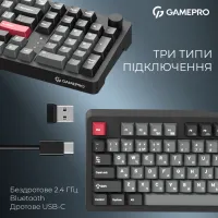 Клавіатура GamePro Asgard Drakkar Keychron Super Red Switch Wireless/Bluetooth/USB UA Black (MK305BK) - Зображення 7
