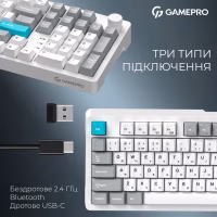 Клавиатура GamePro Asgard Drakkar Keychron Super Red Switch Wireless/Bluetooth/USB UA White (MK305WH) - Image 7