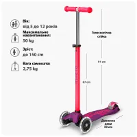 Самокат Micro Maxi Deluxe Neon LED" Ультра рожевий" (MMD233) - Изображение 6