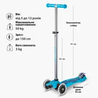 Самокат Micro серії Maxi Deluxe Glow LED" Синій кришталь" (MMD366) - Изображение 9