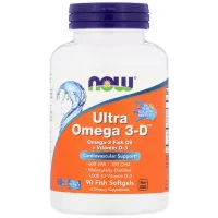 Жирні кислоти Now Foods Ультра Омега 3 і Вітамін D, Ultra Omega 3-D, 90 гелеві Капсу (NOW-01663) - Зображення 1