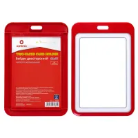 Бейдж Optima премиальный вертикальный 66х97 мм двусторонний, красный (O45685) - Изображение 3