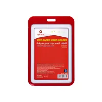 Бейдж Optima премиальный вертикальный 66х97 мм двусторонний, красный (O45685) - Изображение 1