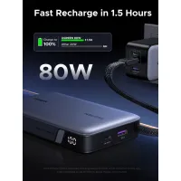 Батарея универсальная Ugreen 20000mAh 145W with Built-in Cable (PB551 55992B) - Изображение 6