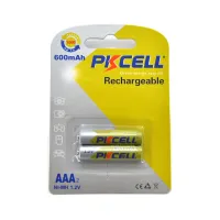 Акумулятор AAA R03 600mAh 1.2V NiMH Rechargeable Battery, 2шт/бл PkCell (PC/AAA600-2BR) - Изображение 1
