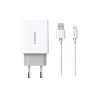 Зарядний пристрій Proda PD-A28i 2хUSB 2.4A + USB Ligthtning 1.0m (PD-A28i-WH) - 2