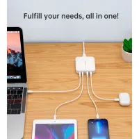 Зарядний пристрій Choetech GaN 2 USB-A / 2 USB-C 100W QC3.0/PD/PPS (PD8008-EU-WH) - 4