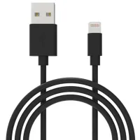 Дата кабель USB 2.0 AM to Lightning 1.0m Cu, 2.1А, Black Grand-X (PL01B) - 1