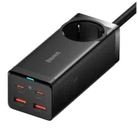 Зарядний пристрій Baseus AC + 2xUSB-C 100W + 2xUSB + cable USB-C to USB-C 100W 1.0m black (PSZM000401) - Зображення 1