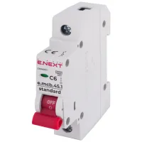 Автоматичний вимикач E.NEXT 1-п e.mcb.stand.  6А C ( 4,5кА) (s002006) - Зображення 1