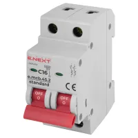 Автоматичний вимикач E.NEXT 2-п e.mcb.stand. 16А C ( 4,5кА) (s002017) - 1