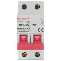 Автоматичний вимикач E.NEXT 2-п e.mcb.stand. 25А C ( 4,5кА) (s002019) - 2