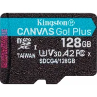 Карта пам'яті Kingston 128GB microSDXC сlass 10 UHS-I U3 V30 A2 Canvas Go Plus G4 (SDCG4/128GBSP) - 1