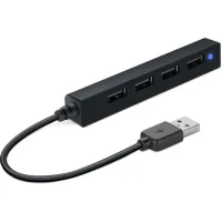 Концентратор Speedlink SNAPPY SLIM USB Hub, 4-Port, USB 2.0, Passive, Black (SL-140000-BK) - 1
