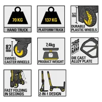 Візок вантажний Stanley розкладна, до 70/137кг, матеріал сталь, вага 7,4кг (SXWT-FT585) - 8
